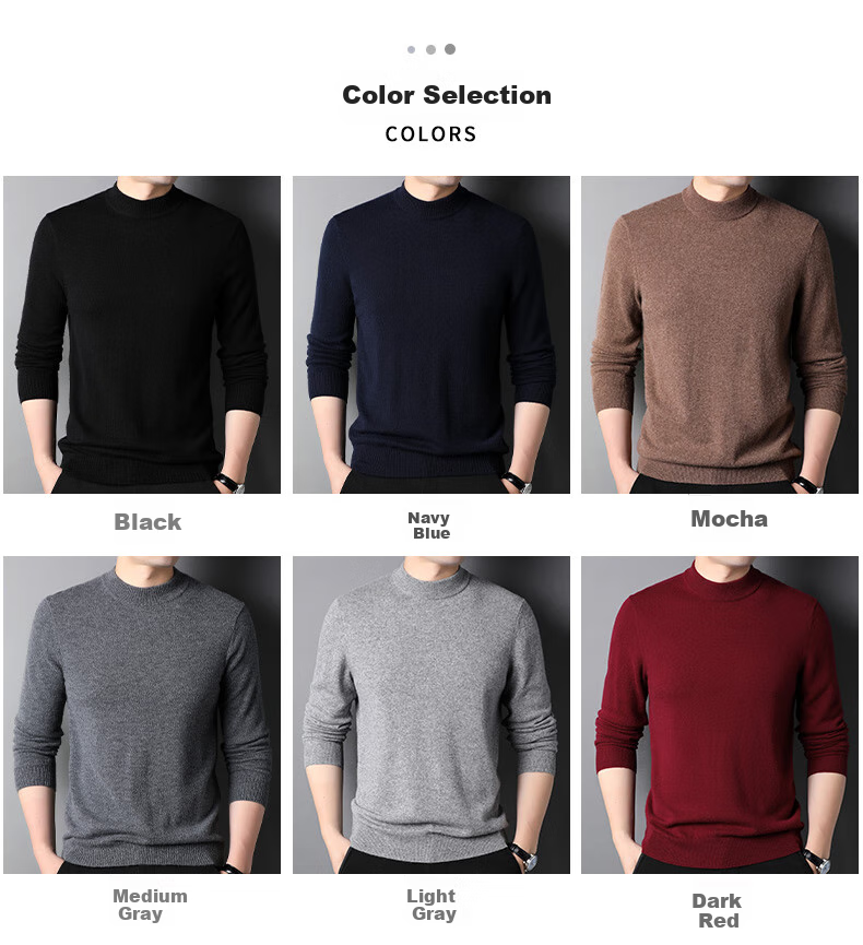 Hengyuanxiang Pure Cashmere Sweater for Men, Semi-Turtleneck, Warm, Versatile, New Year Battle Robe, Zodiac Year Red Sweater, Thick Style 1