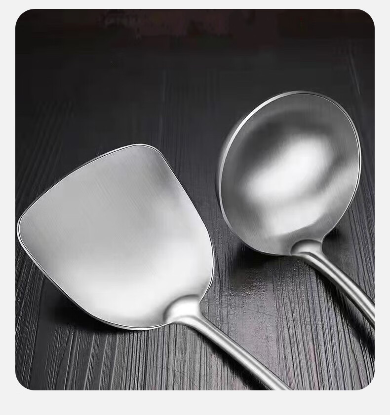AOmeiyou Kitchen Utensils Set: 304 Stainless Steel Spatula, Wok Turner, Frying Spatula, Soup Ladle for Home Cooking 9