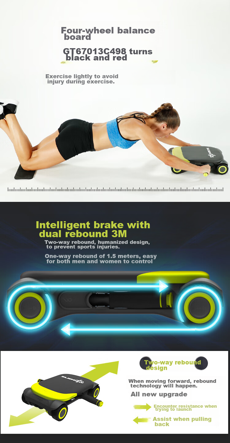 WONDERCORE Intelligent Fitness Equipment Automatic Rebound Ab Roller Four-Wheel Home Exercise Machine Eco-Friendly Bluetooth Version Rose Red 5