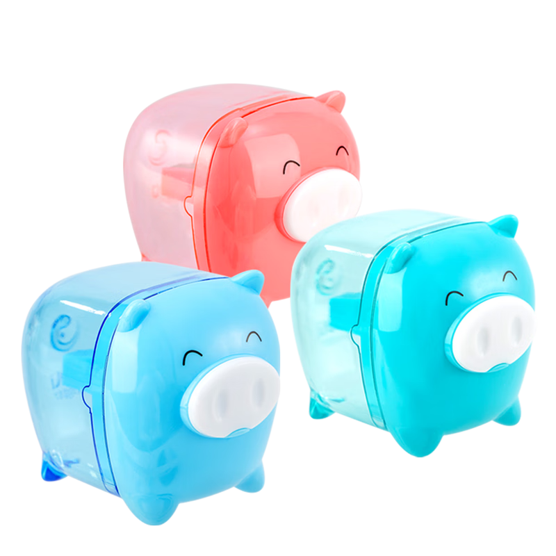 Deli 12-Pack Student Treasure Pigs Rotating Pencil Sharpener, Sealed Door Pencil Sharpener, Teacher's Award, Student Stationery, Exam Supplies, Children's Birthday And Graduation Gifts for Boys And Girls