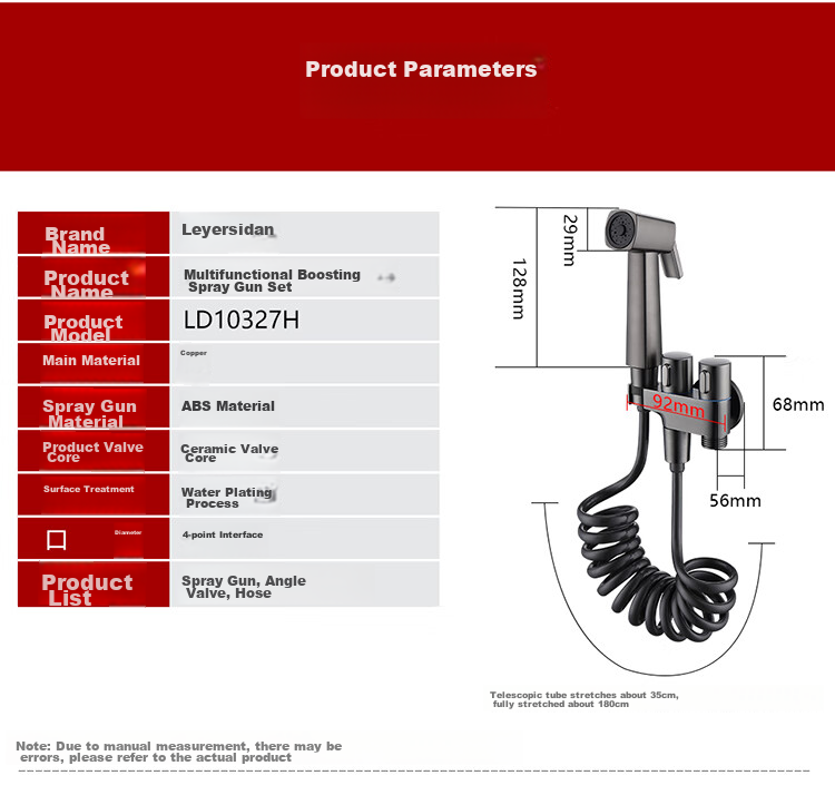Larsd Toilet Flushing Gun, Toilet Companion, One-In Two-Out Angle Valve Set, Bathroom Pressure-Increasing Flush Nozzle LD10327H 13