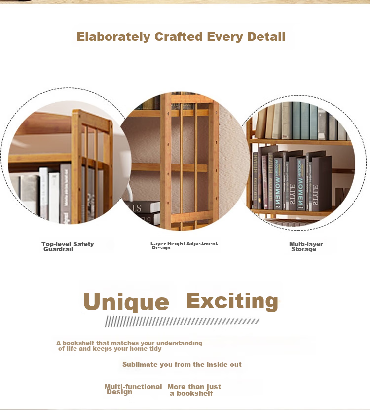 Anerya Floor-Standing Bookshelf, 169cm Tall, Multi-Tier Bamboo Simple Bookcase, Storage Rack, 6 Layers, 70cm Wide 2