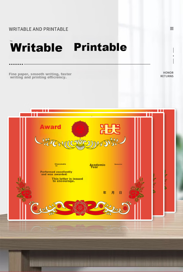COMIX A4 50 Sheets Award Certificate Inner Pages (Blank Coated Paper) 128g Thick Coated Paper for Students and Teachers EC710 6