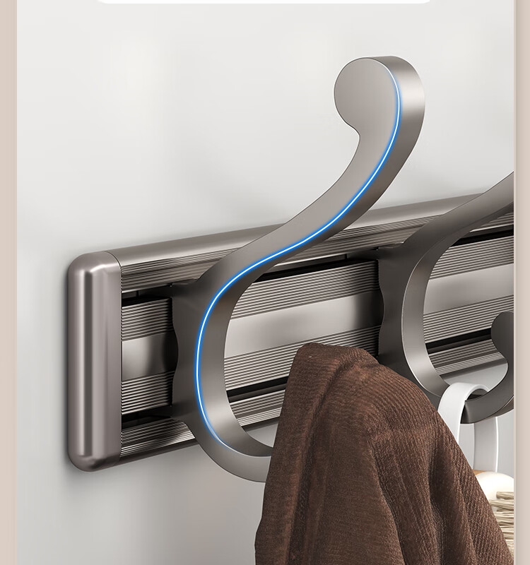 Yweel Yweel Door-Back Hook Coat Rack, No Drilling Required, Bathroom-Specific, Baked Paint Process, Carbon Steel Door-Back Storage Shelf, Hook Organizer, Space Aluminum Door Back 16
