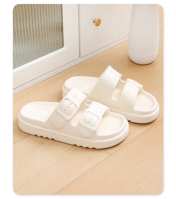 XGGC Men's Slippers, Summer Non-Slip Thick Sole Outdoor Casual Sandals, Double Buckle Style, White, Size 41-42 6