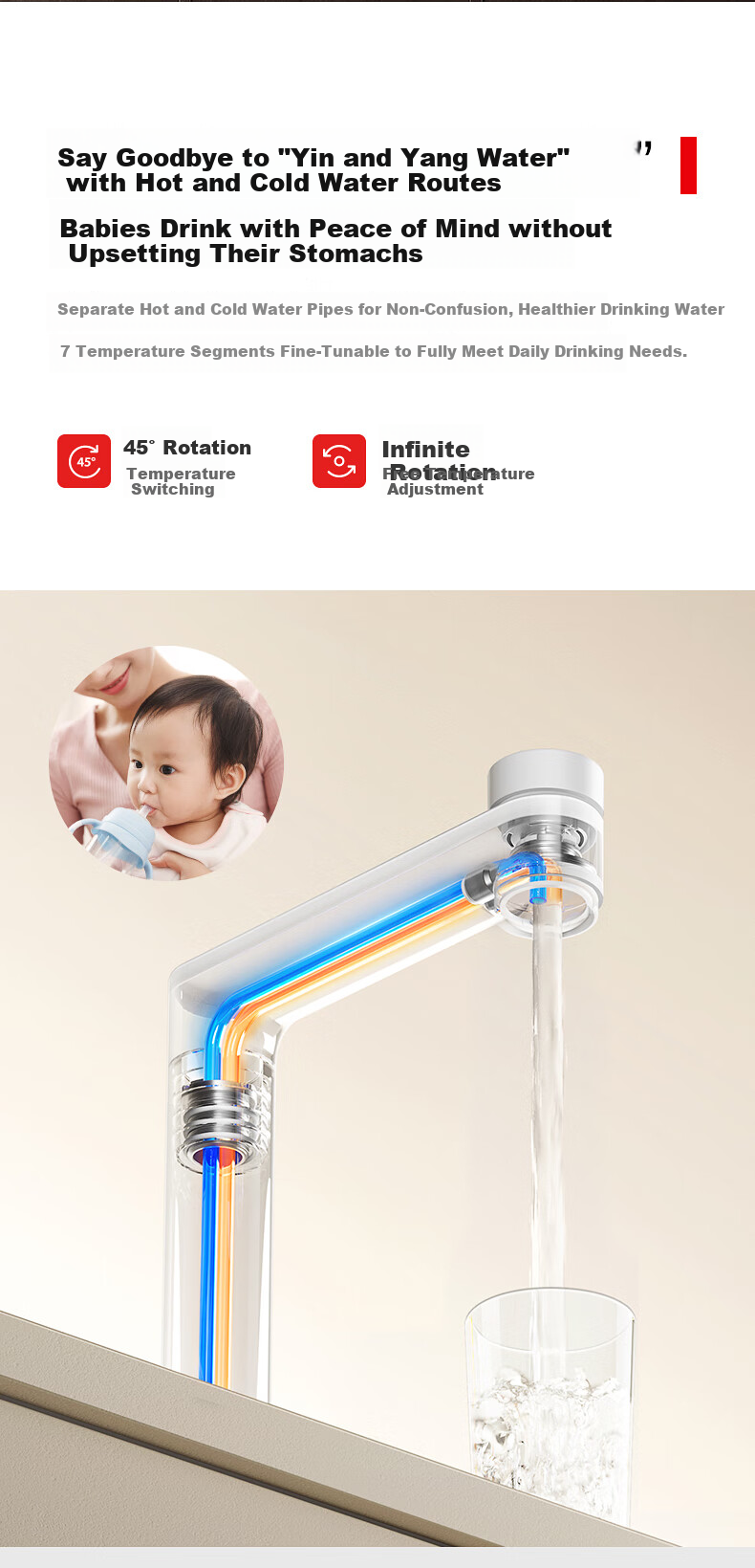 TOSHIBA [Da Bai Li 1000G Integrated Hot Water Purifier], Household Kitchen Under-Sink Water Purifier with Heating Function, All-In Machine, Thick Film Rapid Heating, UV Sterilization Certified for Mothers And Babies, No Scale Inhibitor 6