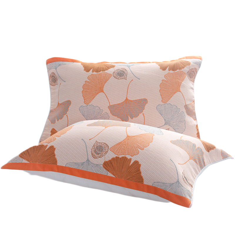 Grace 7A Antibacterial Jacquard Pillowcase, Set of Two, Simple Design, Ginkgo Leaf Pattern, 52*78cm