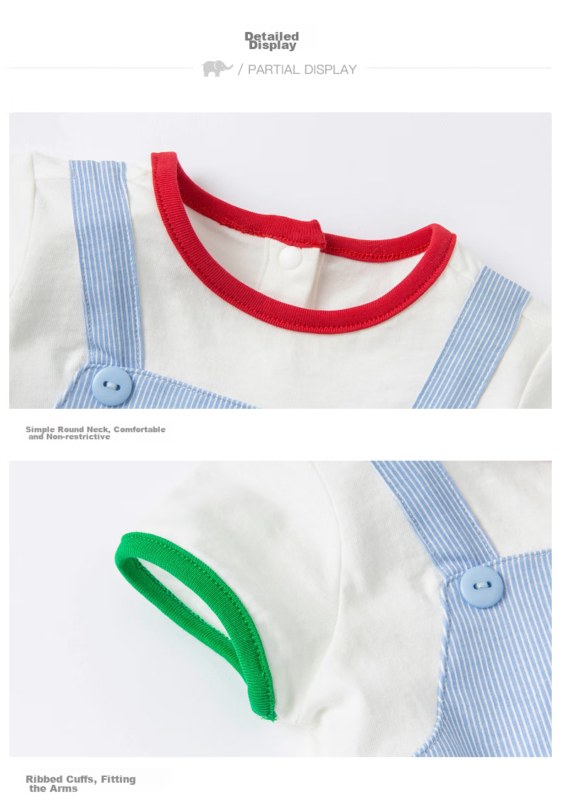 DAVE & BELLA Baby Clothes, Newborn Onesie, Infant Romper, Summer Thin Cotton Style for Boys, DB17261 Blue, Baitiao Pattern, 73cm 4