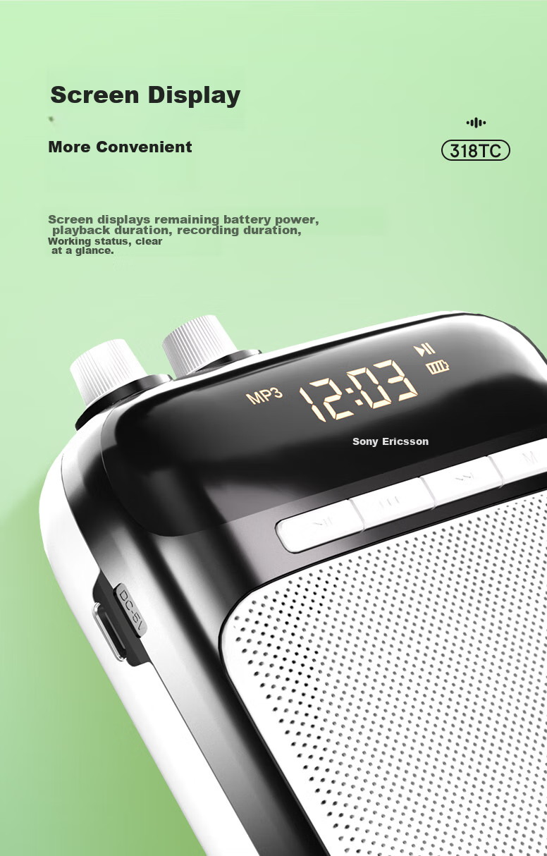 Soaiy S318 Mini Amplifier for Teachers, USB Flash Drive TF Card Microphone Speaker Anti-Scream Tour Guide Bluetooth Speaker Teaching Gift TYPE-C Gold 9