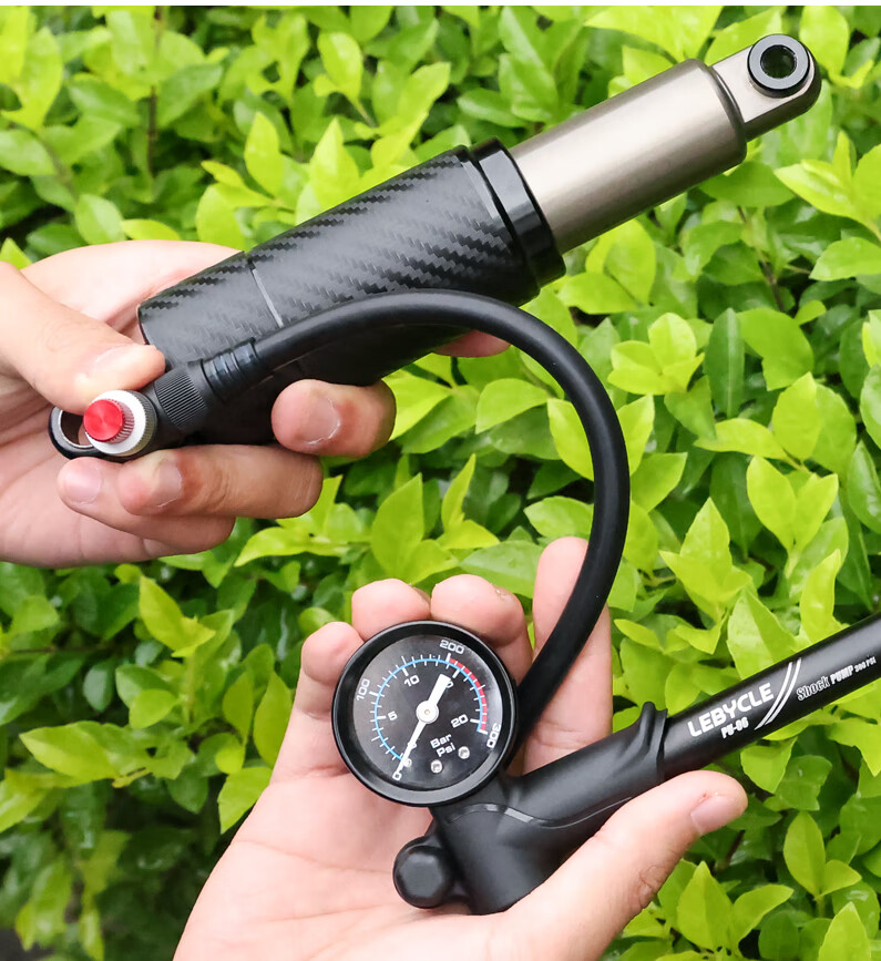 LEBYCLE Mountain Bike Air Pressure Aluminum Alloy Front Fork High-Pressure Pump, Soft Tail Shock Absorption, Small Inflatable Pump, Universal 9