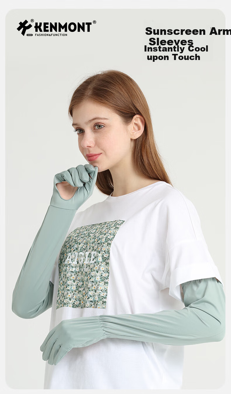 Kenmont Outdoor Sun Protection Gloves for Women, Spring And Summer Thin Arm Sleeves, UV Protection Driving Long Gloves Km-3793 1
