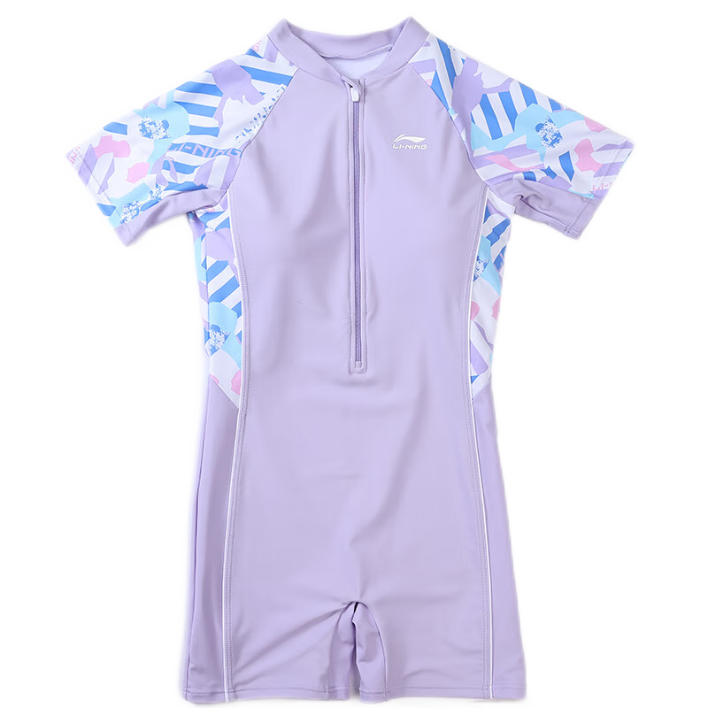 Li-Ning Children's Swimsuit, One-Piece Square-Leg Surfing Suit for Girls, Comfortable And Breathable, Suitable for Beach And Hot Springs, Swimwear 721, Purple, Size 160