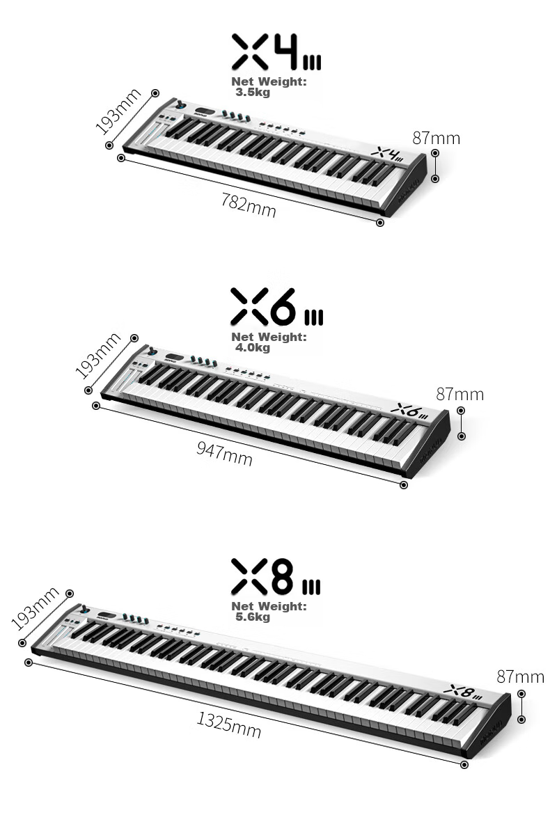Midiplus X8III Upgraded Version, 88-Key Electronic Music Controller, Professional Composition Midi Keyboard 14