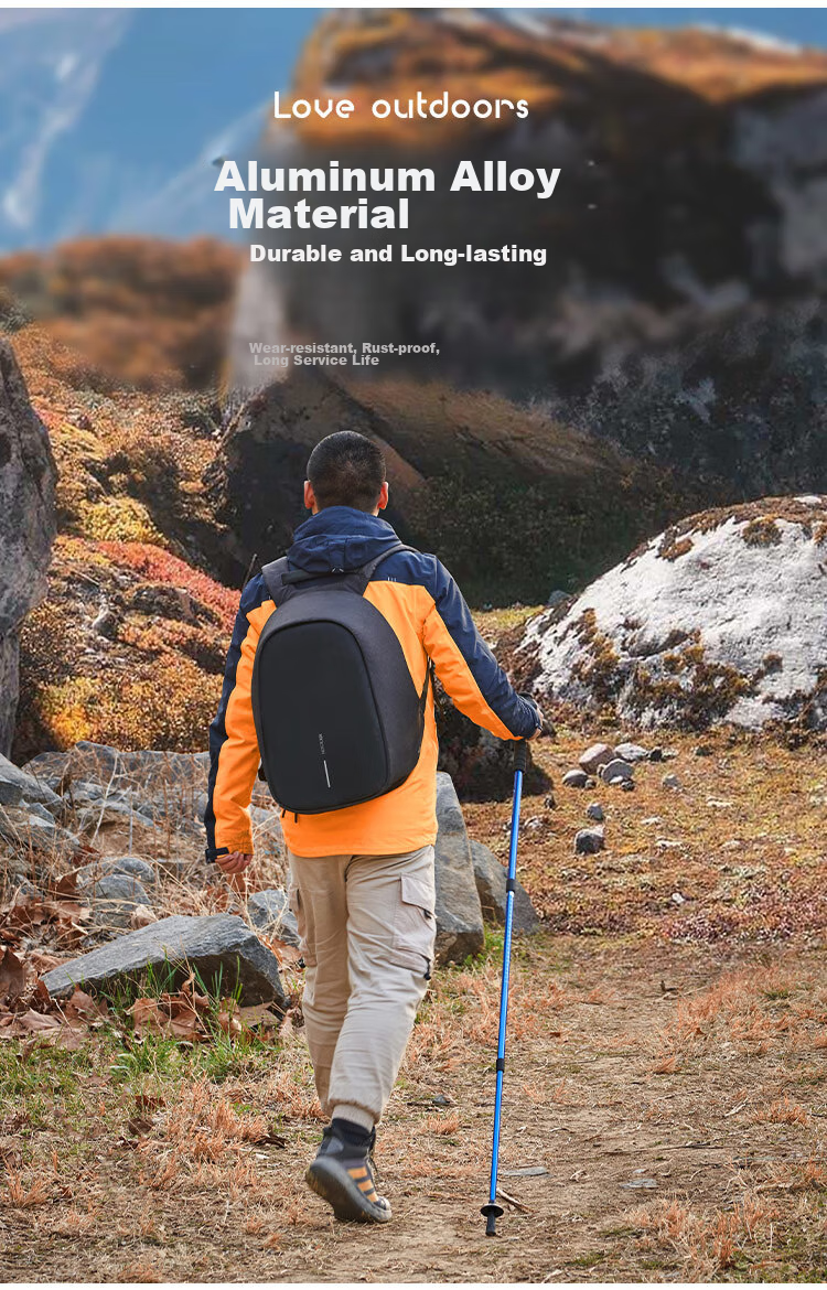 WhitePeak Trekking Pole, Folding Professional Outdoor Climbing Cane, Hiking Stick Equipment, Aluminum Alloy Ultra-Light Telescopic 4