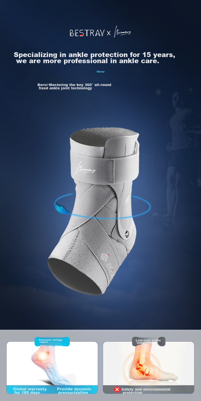 Bestray Ankle Brace for Sprain And Injury Support, Sports Rehabilitation Foot Protector 9