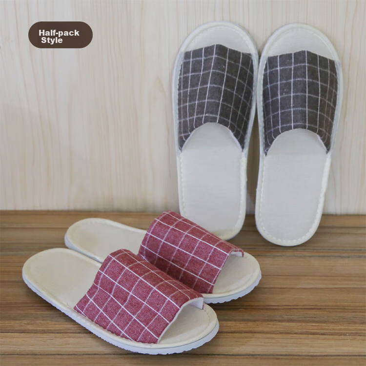 Banzheni Disposable Slippers for Guests, Floor Slippers, Unisex Travel Business Hotel Beauty Salon Non-Slip Linen Cotton Slippers, Mixed Colors, 6 Pairs 12