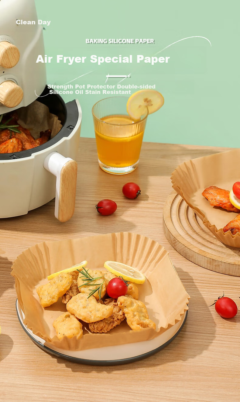 Jieribang Air Fryer Paper, Square Shape, 120 Sheets, Food-Grade Paper Tray for Barbecue And Baking, Thick Oil-Absorbing Paper Mat for Home Use 1