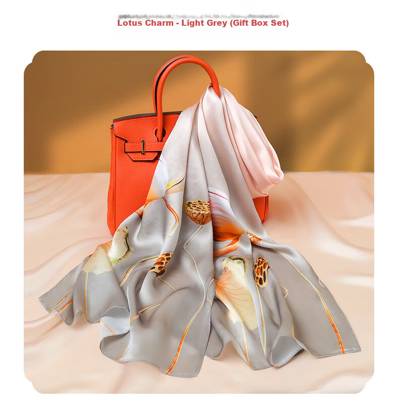 Hangsifu Silk Chinese-Style Scarf, Mulberry Silk Shawl, Birthday Gift for Mom, Practical Gift Box for Women, Machine Gree 19