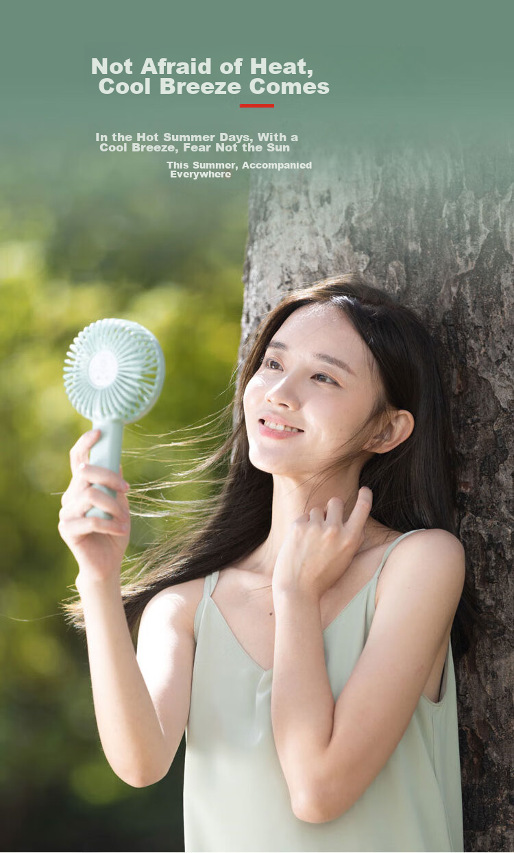 JD Original Handheld Desktop Dual-Use Portable Mini Fan, USB Rechargeable Quiet High-Power Electric Fan, Compact Personal Outdoor Camping Mini Desktop Fan, Mint Gree 5
