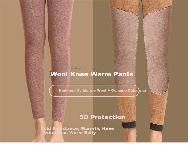 Hengyuanxiang [Best-Selling 50,000 Sets] Women's Thermal Underwear with Wool Knee Protection Patches, German Velvet High-Waist Seamless Autumn Pants Cotton Trousers, Dark Gray 3
