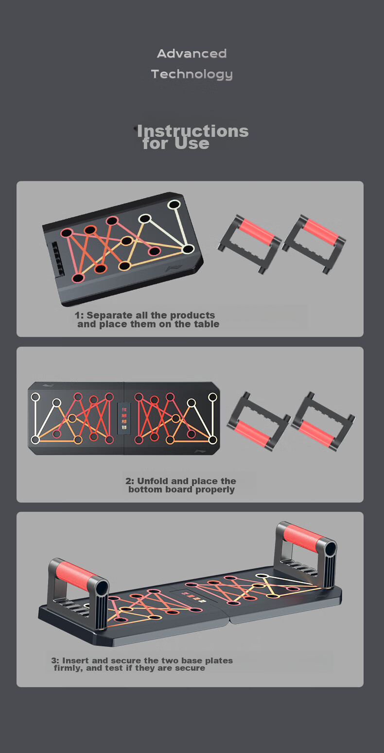 Li-Ning Push-Up Training Board, Portable Push-Up Stand for Home Fitness Equipment, Muscle Training Auxiliary Device 9