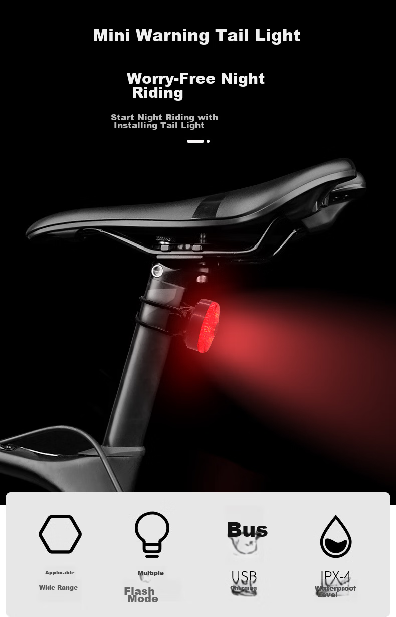BIKEBROS Bicycle Taillight, Creative Outdoor Night Riding, USB Rechargeable, Cycling Safety Warning Light, Road Mountain Bike, Long Versio 1