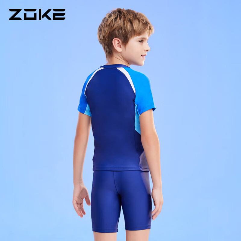 ZOKE Children's Swimwear, Student Sun Protection, Boys' Two-Piece Short-Sleeve Shorts, Beach Water Play Swimsuit, 119503503