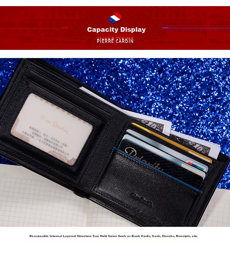 Pierre Cardin Men's Wallet, Top-Grain Leather, Short Style, Genuine Leather, High-End Purse, Gift Box, Suitable for Gifting, Black 24