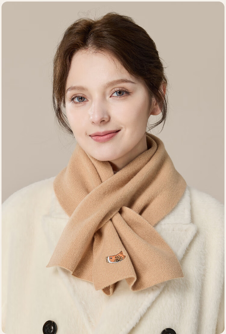 JIUMU Pure Wool Scarf for Women, Autumn And Winter Embroidered Red Warm Neck Warmer, Mid-Autumn Festival Birthday Gift 14