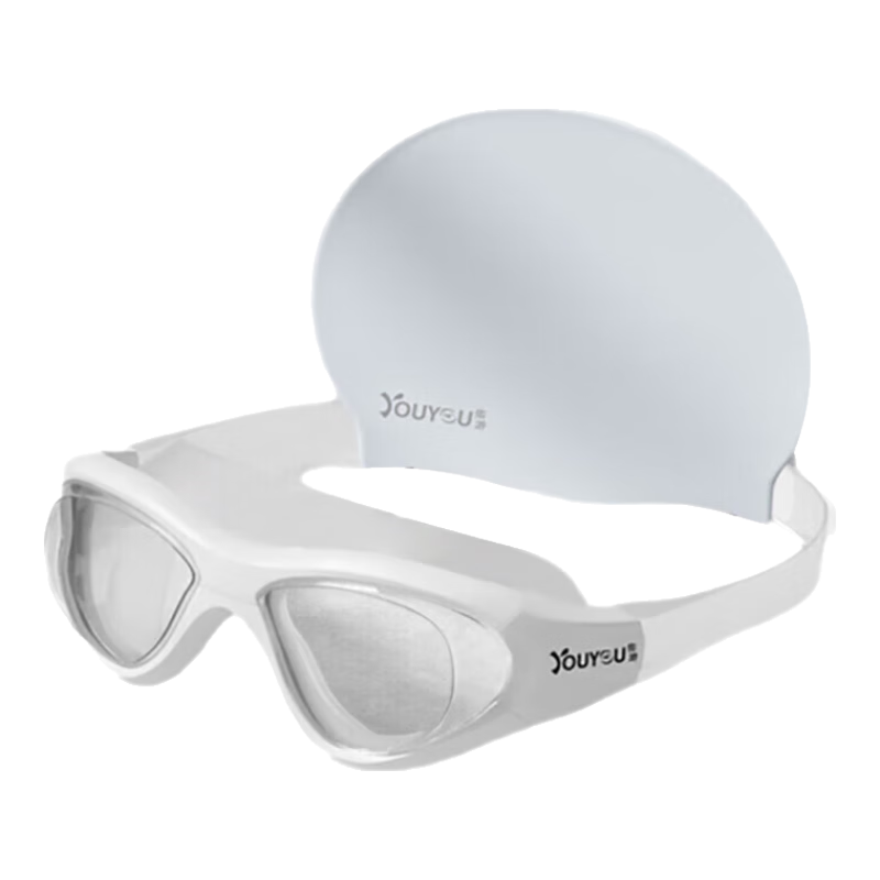 Youyou Swimming Goggles HD Waterproof Anti-Fog Glasses Unisex Swimming Cap Nearsighted Swimming Goggles 7-Piece Set 6112 400°