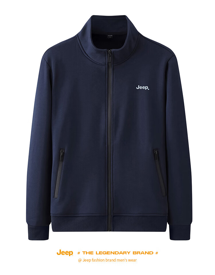 JEEP Men's Hoodie Jacket Spring Autumn Loose Casual Zip-up Trendy Sportswear Gray 5XL 20