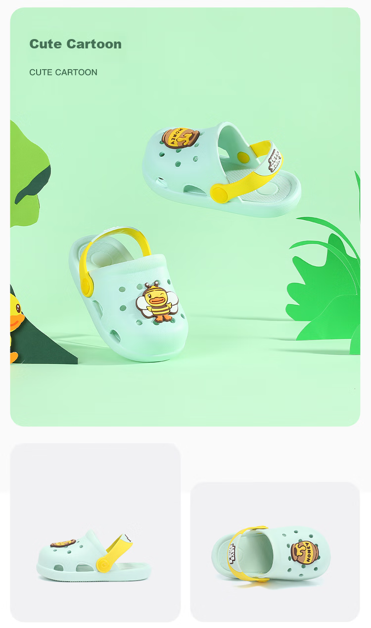 B.Duck Children's Slippers, Boys' Sandals, Kids' Clogs, Girls' Shoes, Home Slippers, BY1310905, Yellow, Size 26 17