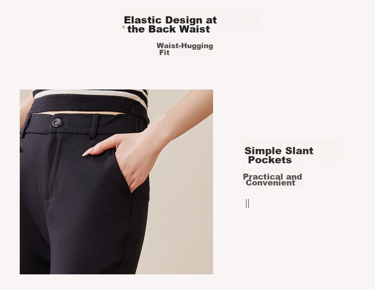 Chushen Women's High-Waisted Straight-Leg Stretch Pants, Casual Nine-Tenths Formal Trousers S131K2164, Size XL 7