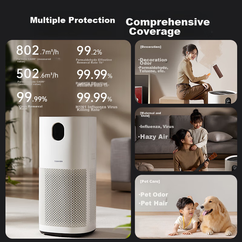 TOSHIBA [Price Protection 11.11] Air Purifier for Formaldehyde Removal, Odor Elimination, Certified by National Standardization Administration, Removes Pollen And Smoke Allergens, Home Use Purification Machine, Medical-Grade, Registered by Ministry of Health And Family Planning, Big White Pear Model