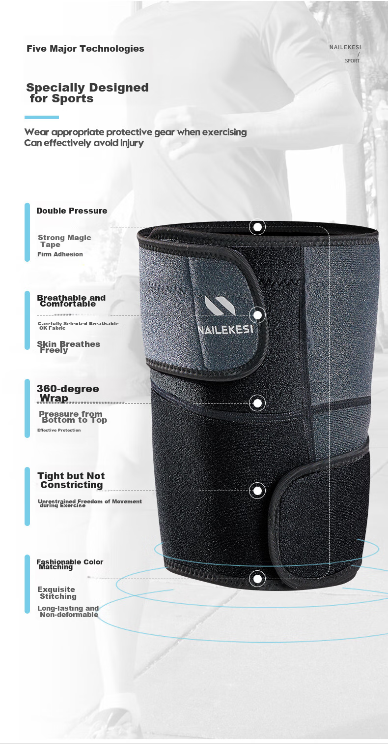 NAILEKESI N Thigh Support Leg Sleeves, Thigh Protectors, Sports Muscle Strain Bandages, Compression Bands, Warmth Retainers, One Size Fits All, 1 Pair 3
