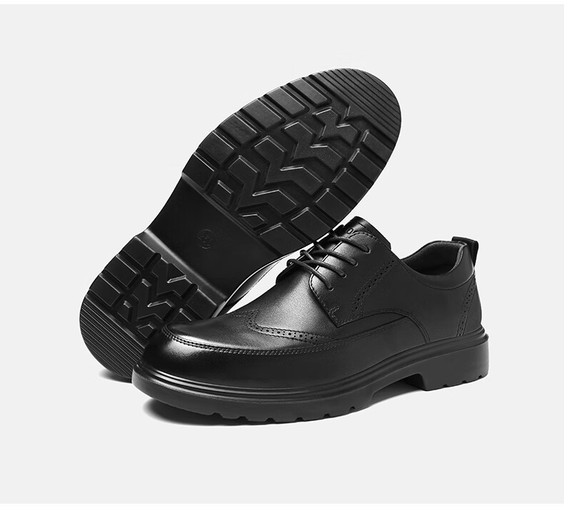 HLA Men's First Layer Cowhide Leather Shoes British Style Formal Business Shoes T258 Black Size 40 23