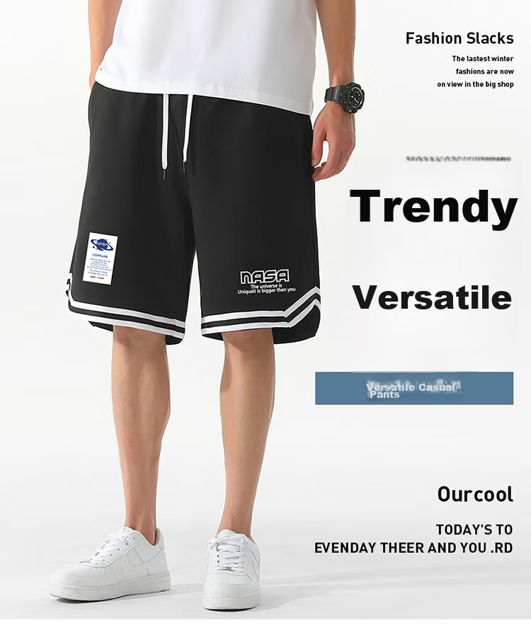 NASA GISS Men's Sports Shorts, Summer Lightweight Casual Basketball Shorts, Youth Student Leisure Knee-Length Shorts, White, XL 2