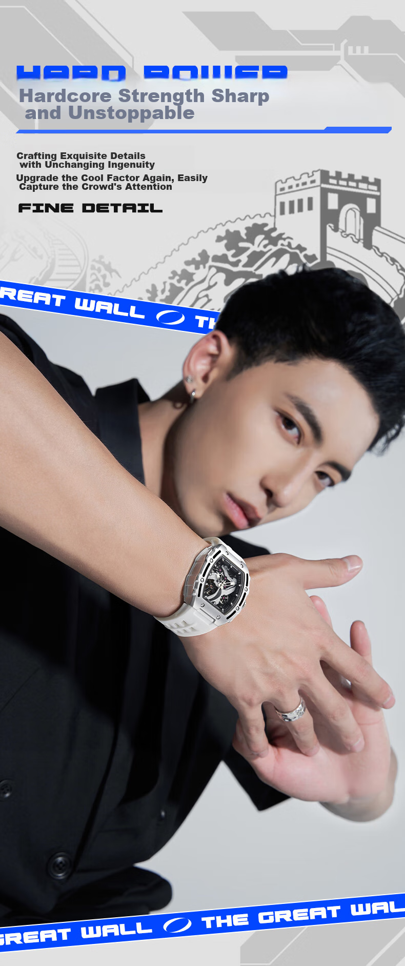 MARK FAIRWHALE Great Wall Watch, Men's Automatic Mechanical Watch, Top Ten Famous Watches, Sports Wristwatch, National Watch, Birthday Gift for Boyfriend, 6870 5