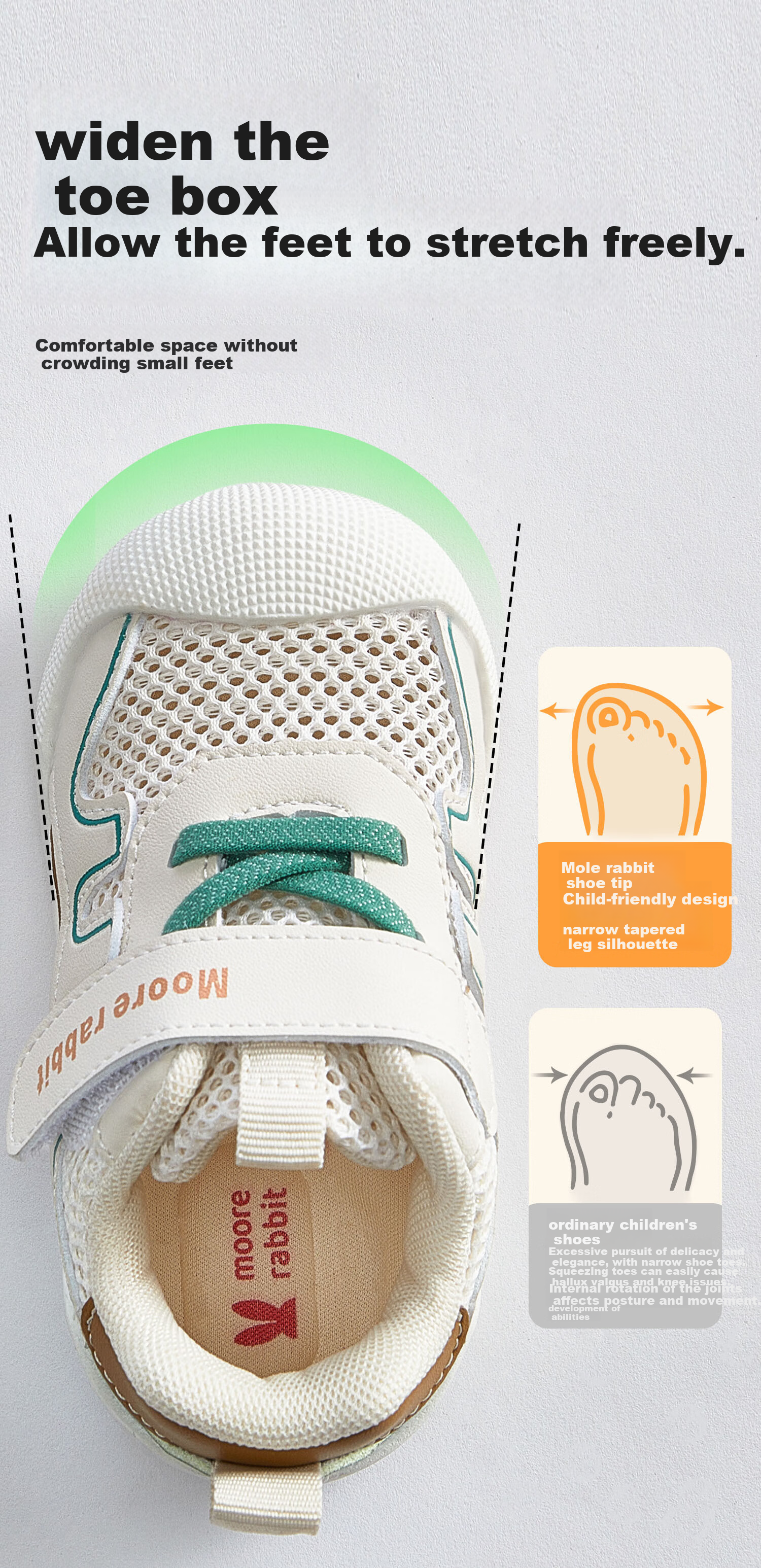 Moertu Children's Shoes, All-Season New Functional Shoes, Soft-Soled Walking Shoes for Boys And Girls, Breathable Mesh Shoes, Anti-Kick Shoes 2