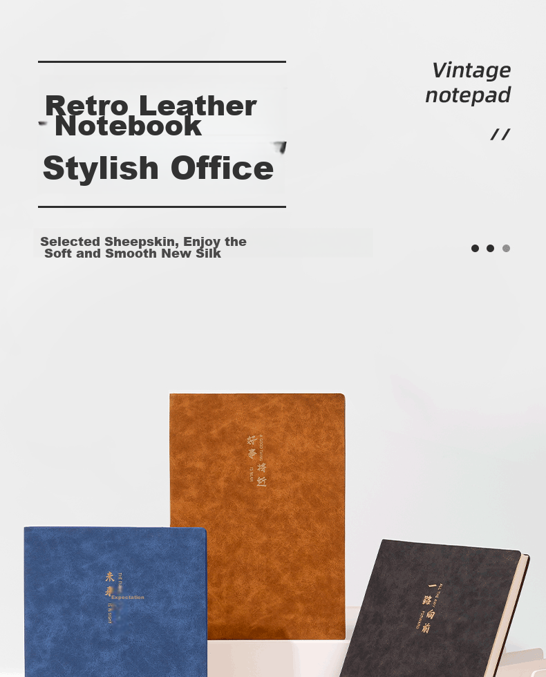 Deli Leather Notebook, Journal, Meeting Record Book, Thickened Sheepskin B5/120 Sheets Single Book BP104 Blue (Looking Forward to The Future) 1