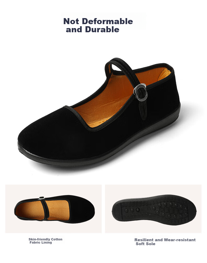 FOOTOPPO Old Beijing Cloth Shoes for Women, Beijing Traditional Cloth Shoes for Ladies, Middle-Aged And Elderly Women's Shoes, Soft Sole Non-Slip Elderly Shoes, Thick-Soled Women's Style 9