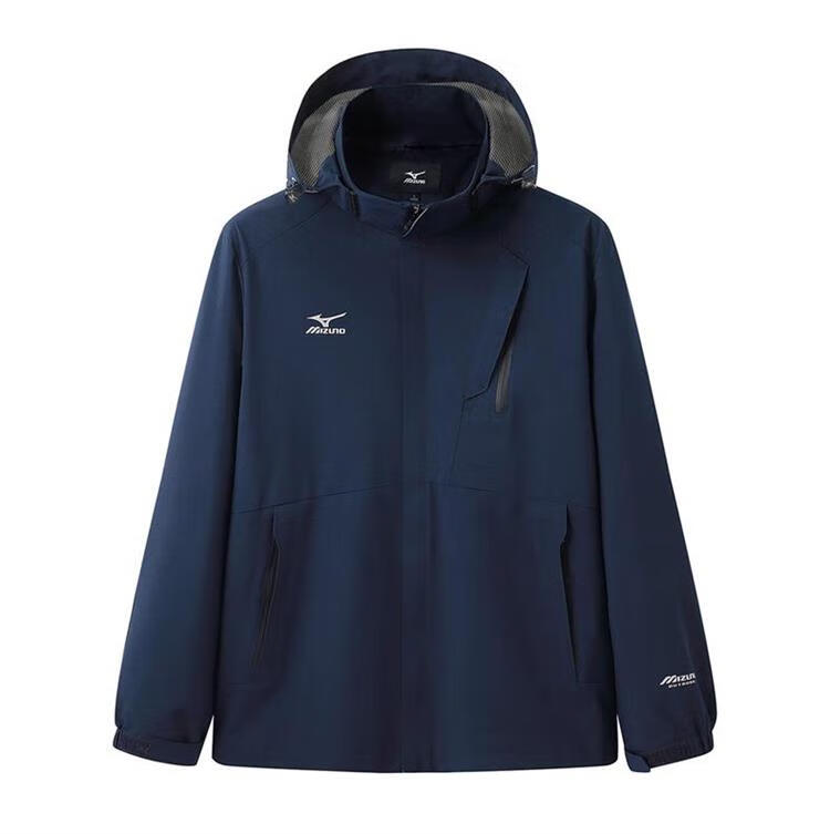MIZUNO Outdoor Casual Jacket for Men, Windproof And Waterproof Hooded Woven Coat for Couples, Black, 2XL 11