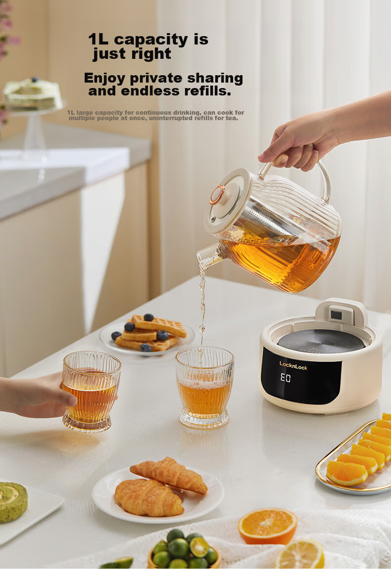 LOCK&LOCK All-Glass Health Pot, Baby Formula Maker with Temperature Control, Tea Maker for Office And Home Use, Electric Kettle with Tea Strainer 20