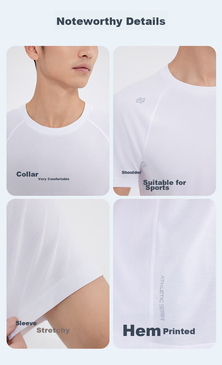 JD Original [Ultra-Light Quick-Dry] Sports T-Shirt, Summer Outdoor Running Fitness Short-Sleeve Men's T-Shirt, Light Gray 1.0, Size M 19