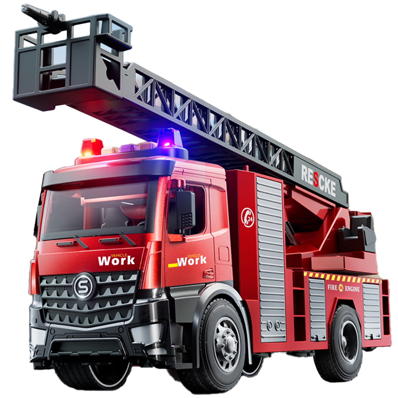 Kuangyeqishi Children's Toy Fire Truck with Ladder And Construction Vehicle, Large Toy Car for Boys Aged 3-6, Gift