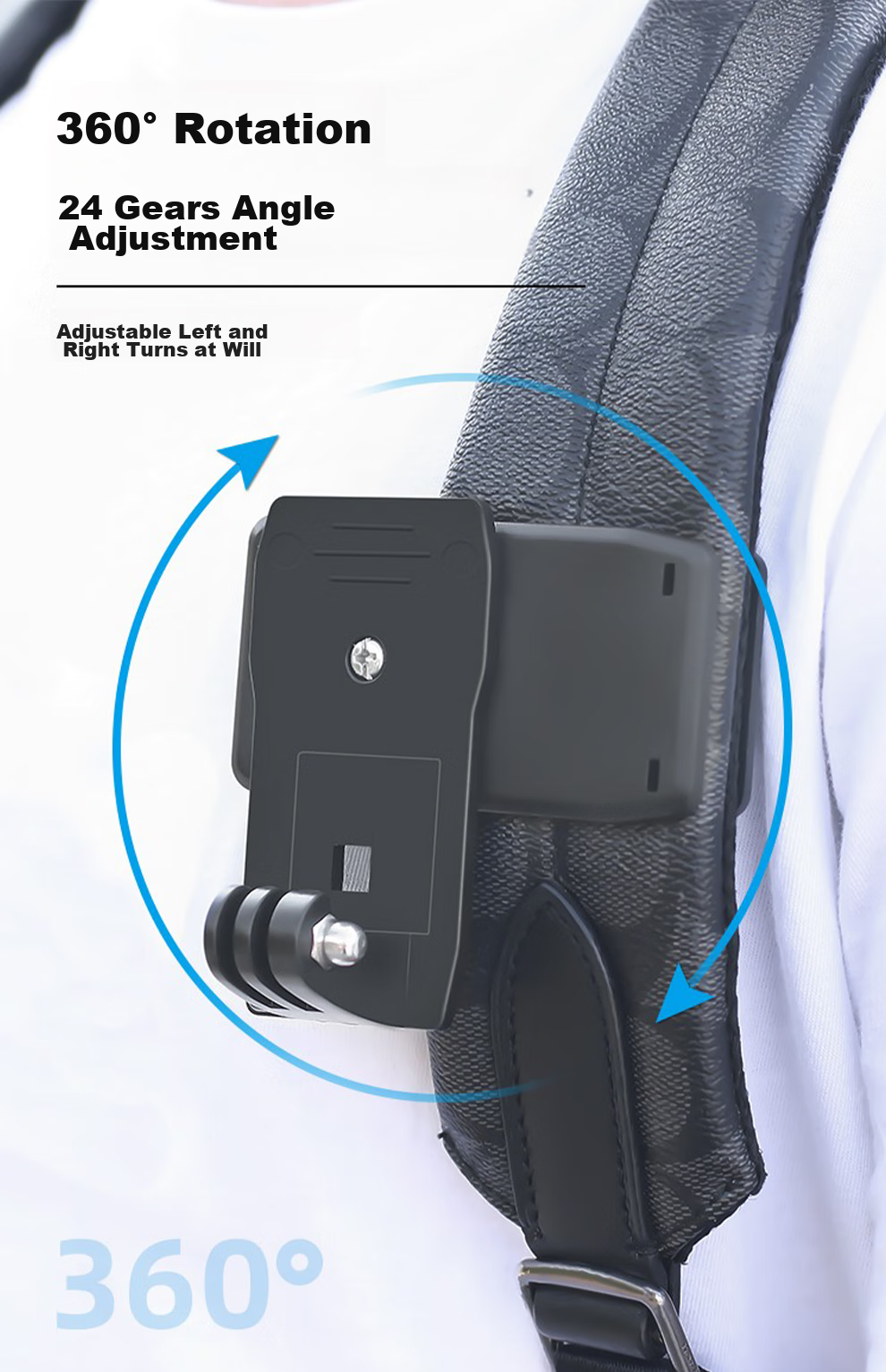 SUREWO Compatible with DJI GoPro Action Camera Backpack Clip, Suitable for Action 5 Pro/6 Backpack Strap with Clip, Acepro 2 Backpack Mounting Bracket, Nano Action 5 4 Accessories 3