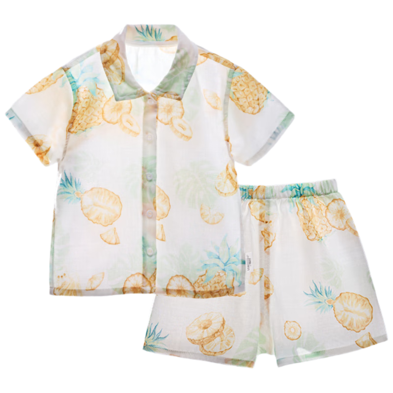 Beitaisi Children's Pajamas, Breathable New Home Wear Set, Thin Cool-Feeling Baby Summer Short-Sleeve Clothes