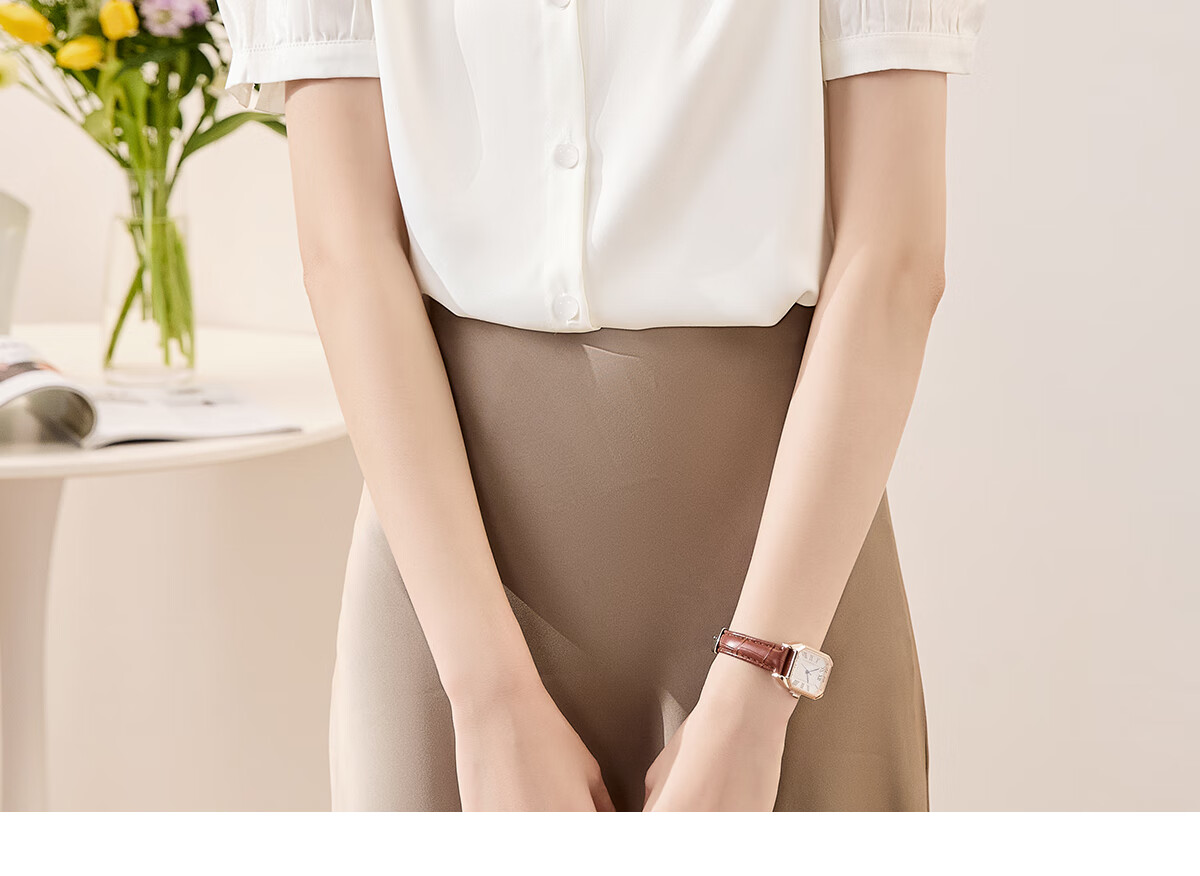 Chushen Summer Short-Sleeve Satin Blouse for Women, Elegant High-Quality Design-Inspired French Style Professional Commuter Shirt S143C1455 13