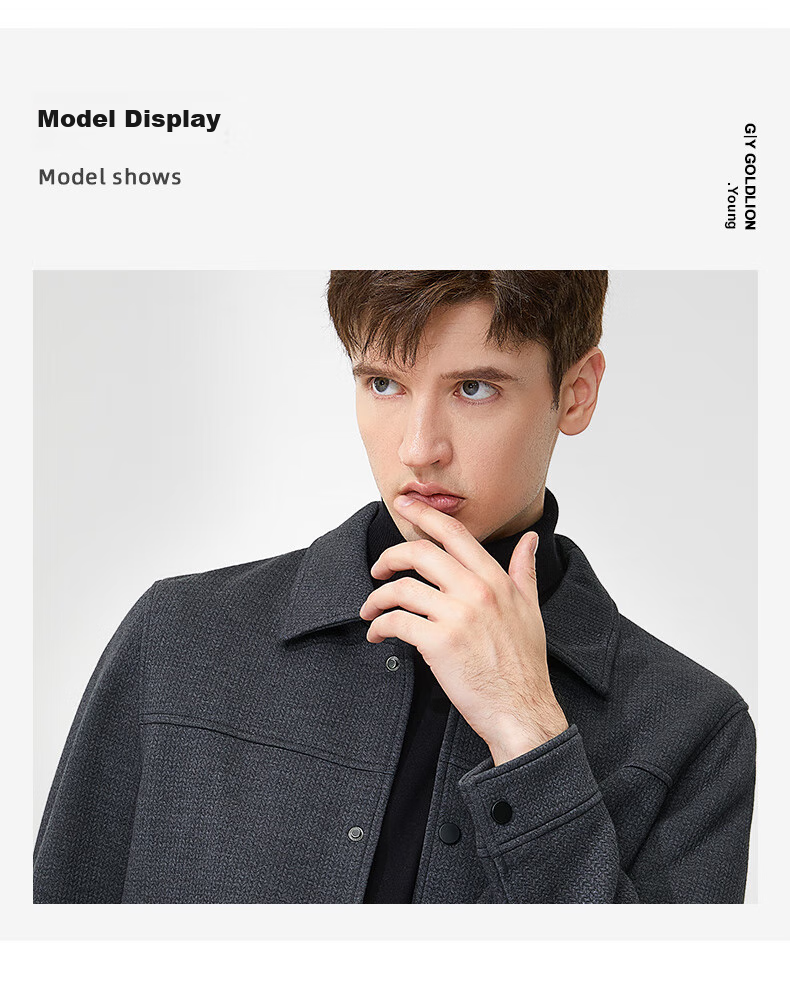 Goldlion GY [Containing Cotton Wool] Men's Jacket, Autumn And Winter Lapel Jacket, JWF1799-LK120 Gray, 2XL 11