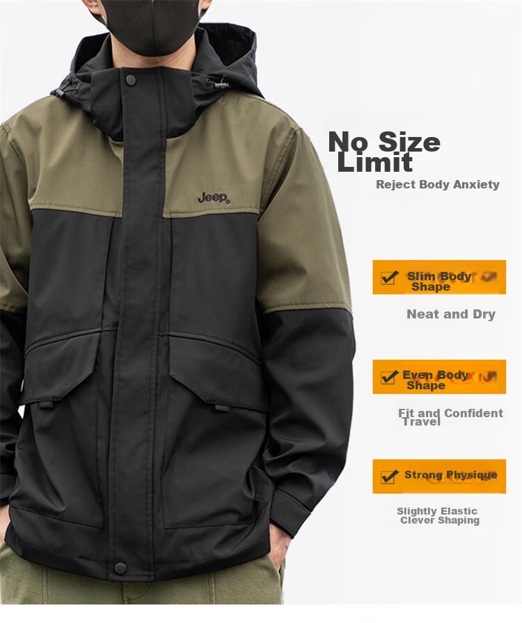 JEEP Men's Hooded Jacket, Spring And Autumn Season, Loose-Fit Trendy Casual Clothing for Men, Army Green, Size M 8